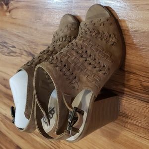 Fergalicious Vagabond peep toe booties, Sand color, Size 10, New in Box